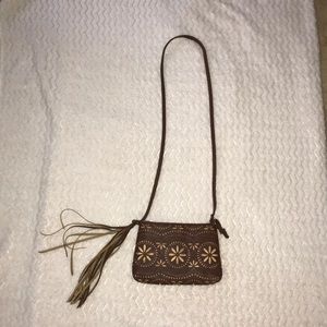 brown faux leather purse